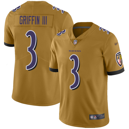 Baltimore Ravens Limited Gold Men Robert Griffin III Jersey NFL Football 3 Inverted Legend